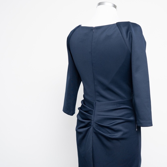 Xscape - New! Lexi Long Sleeve Scuba Ruched Side Gown. - Picture 10 of 10